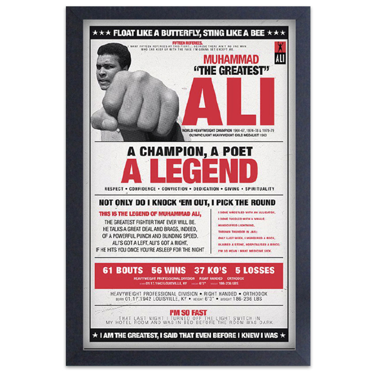 11 x 17 Framed Ali Prints